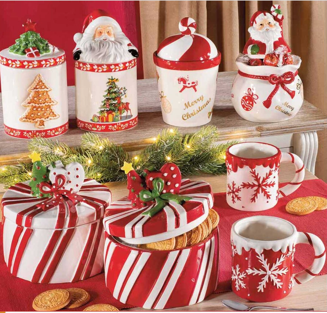 Joli pot à biscuit Père Noël en céramique