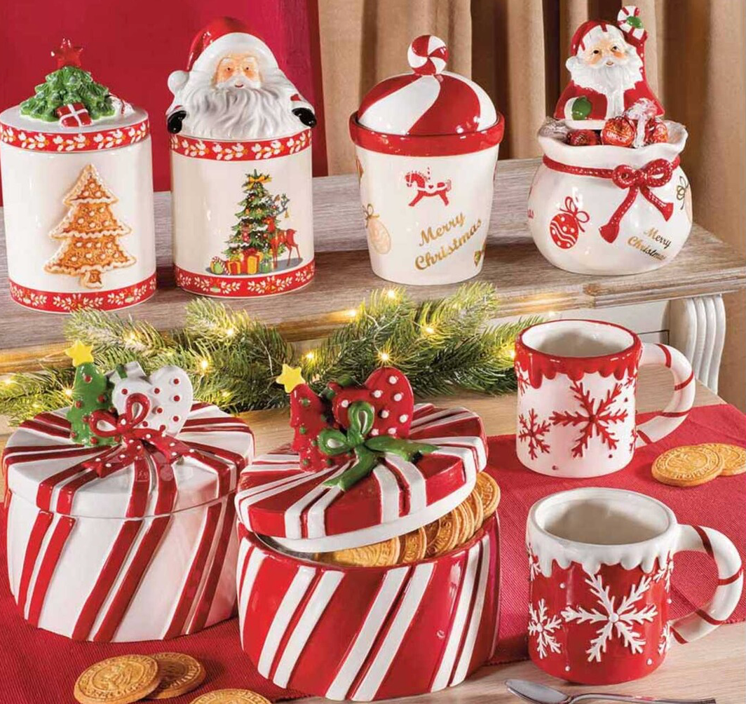Joli pot à biscuit Père Noël en céramique
