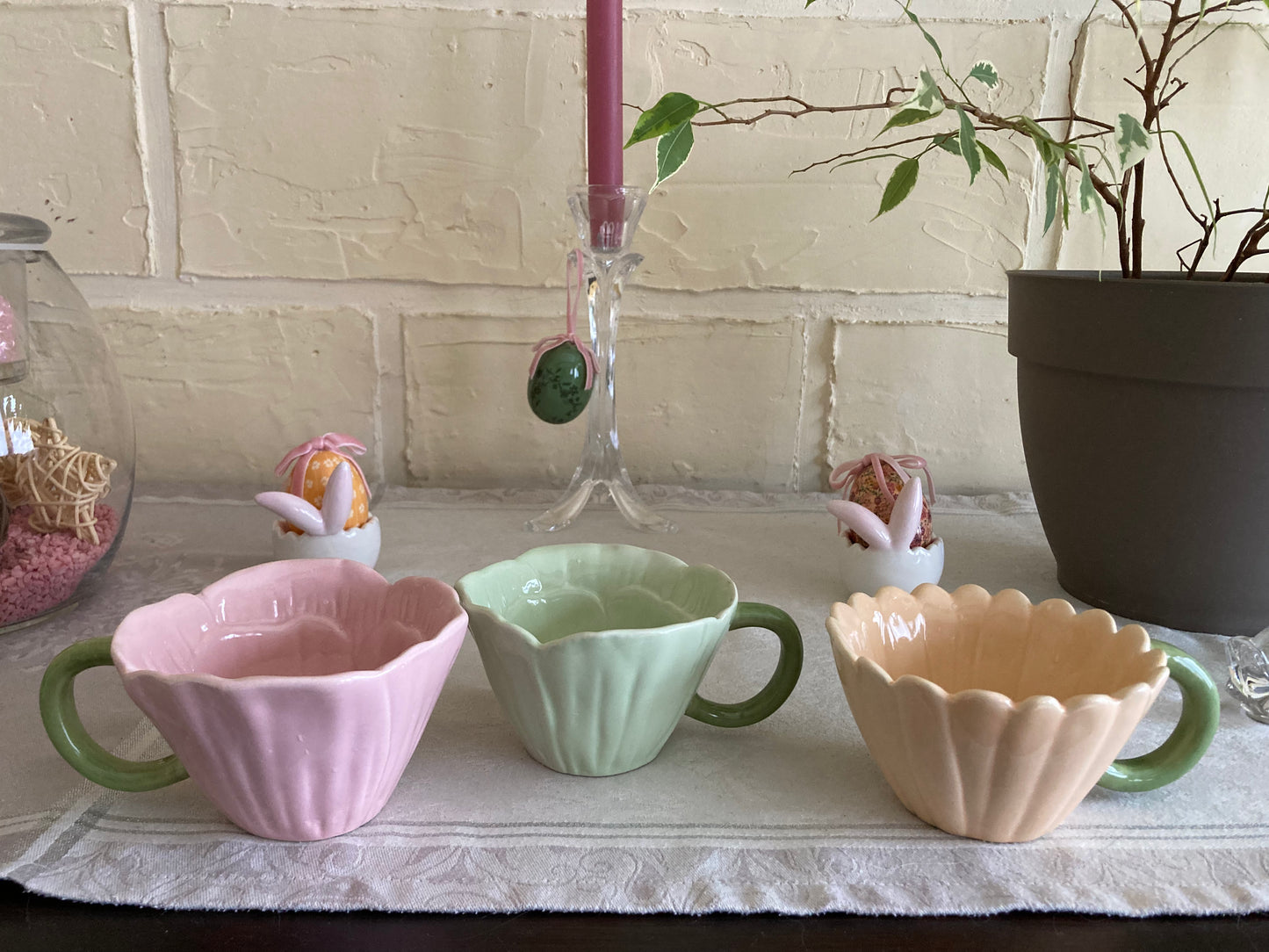 🌸 Tasse Fleur Vert pastel – Douceur Printanière