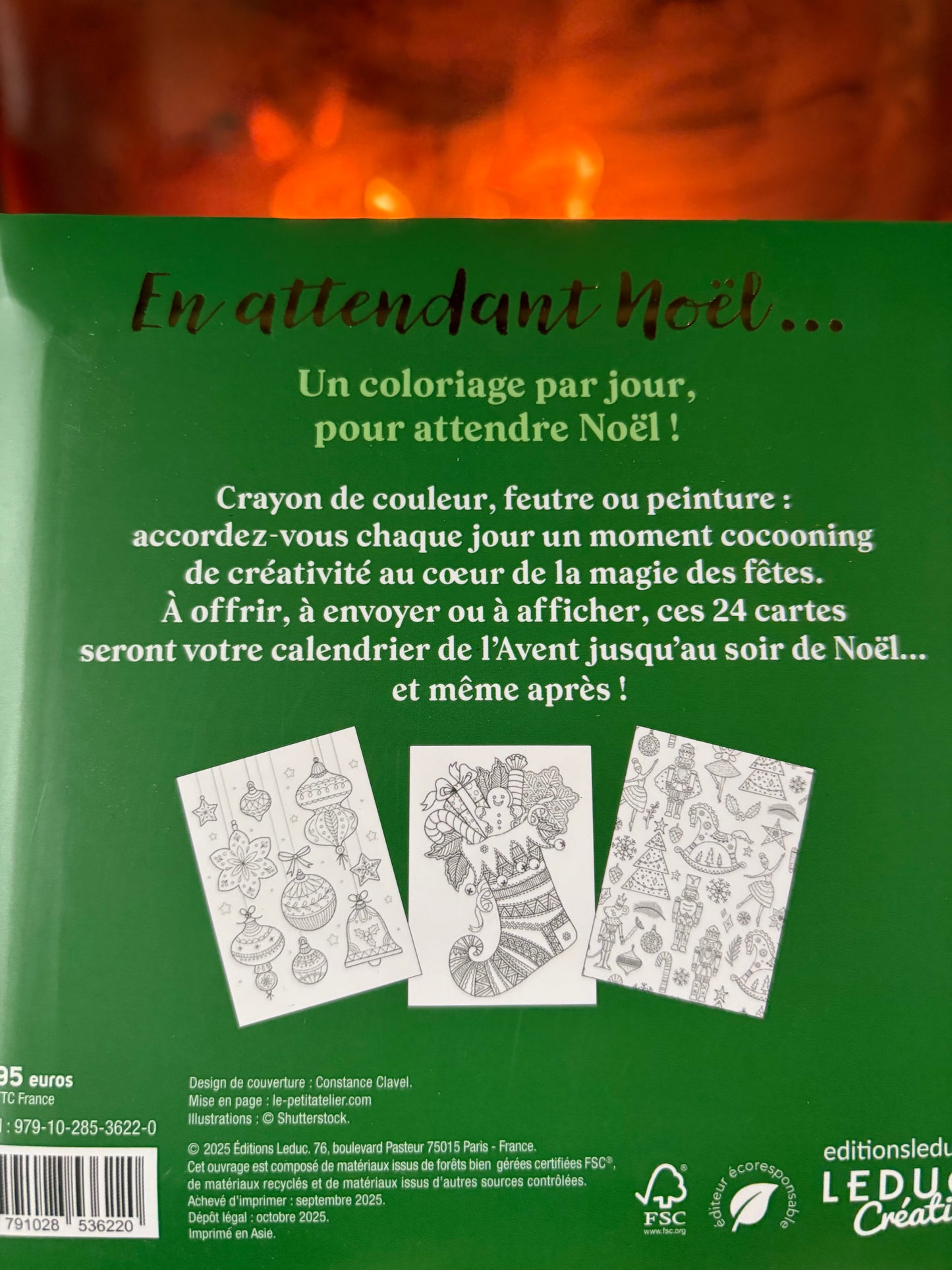 En attendant Noël... : 24 cartes de l'Avent à colorier