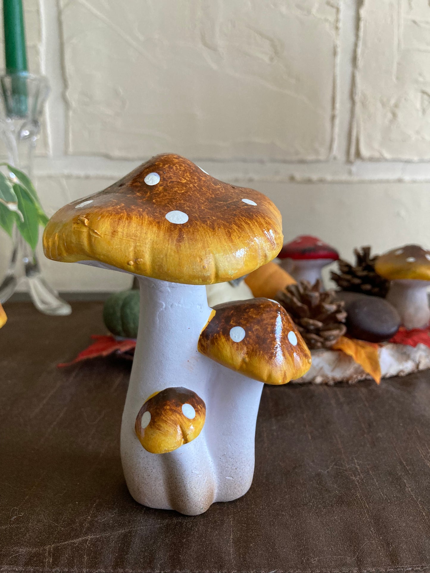 Lot de 3 champignons décoratifs en céramique