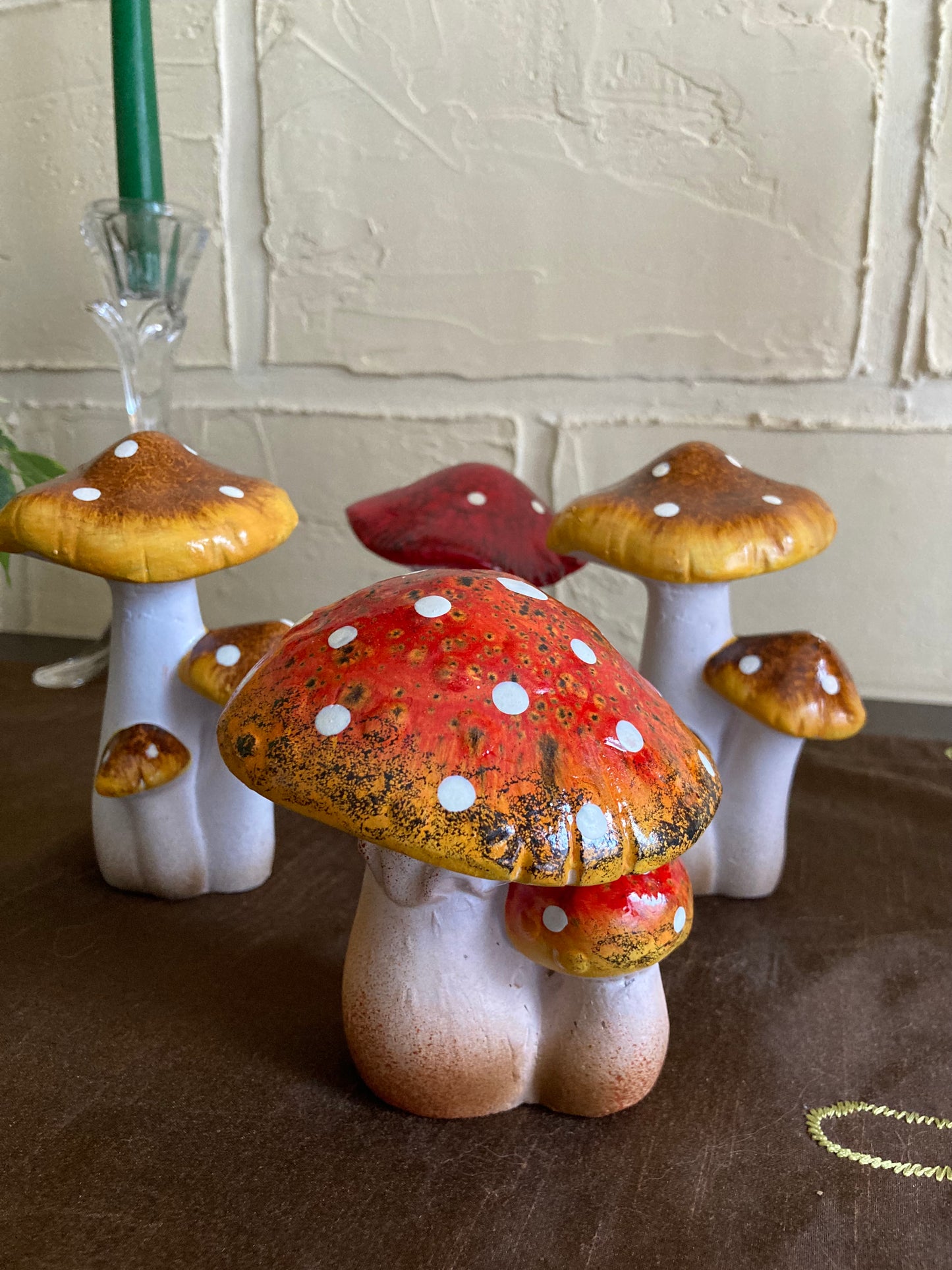 Lot de 3 champignons décoratifs en céramique