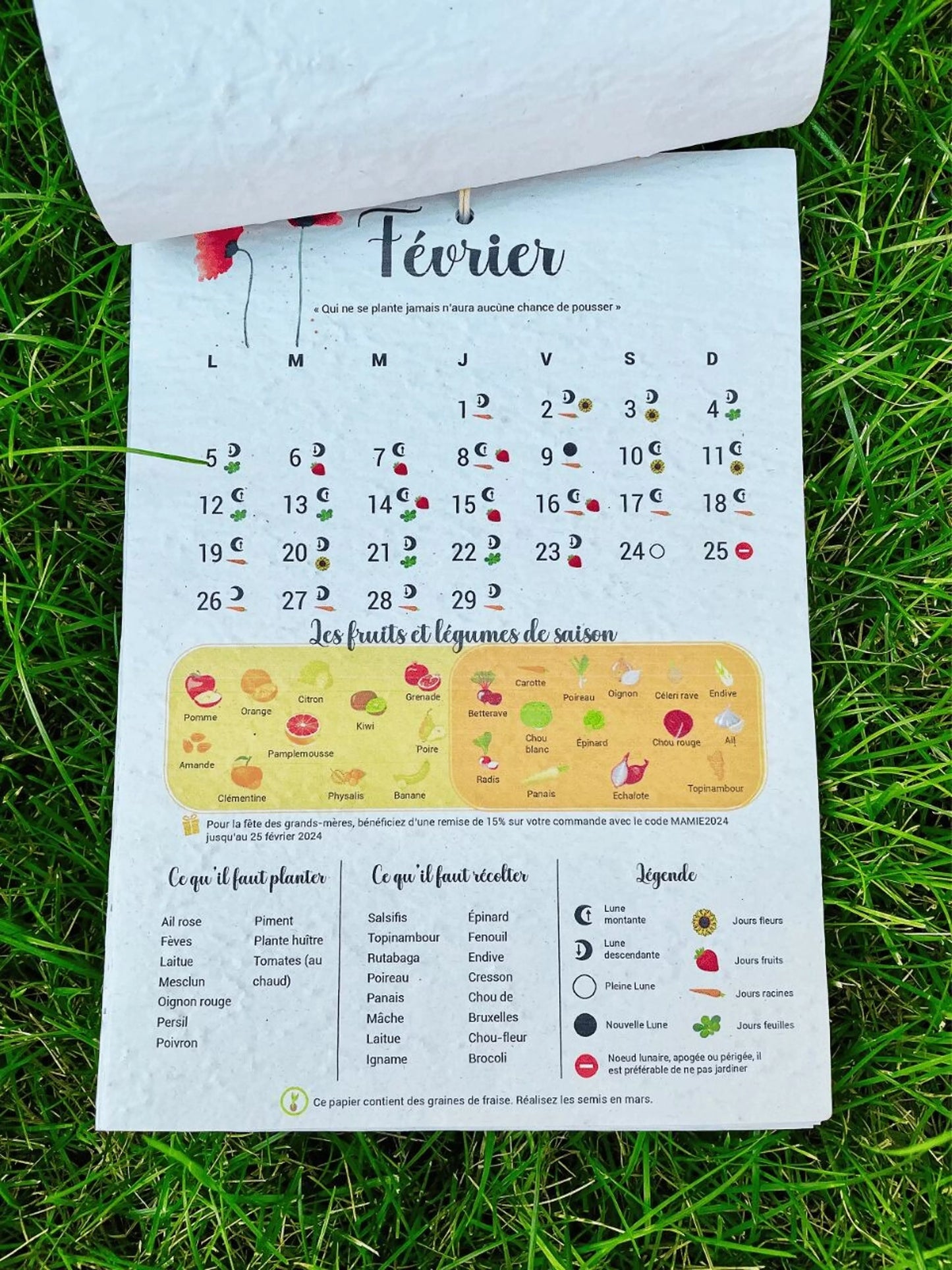 Calendrier du jardin à planter 2025 🪴 Papier Ensemencé Éco-Responsable