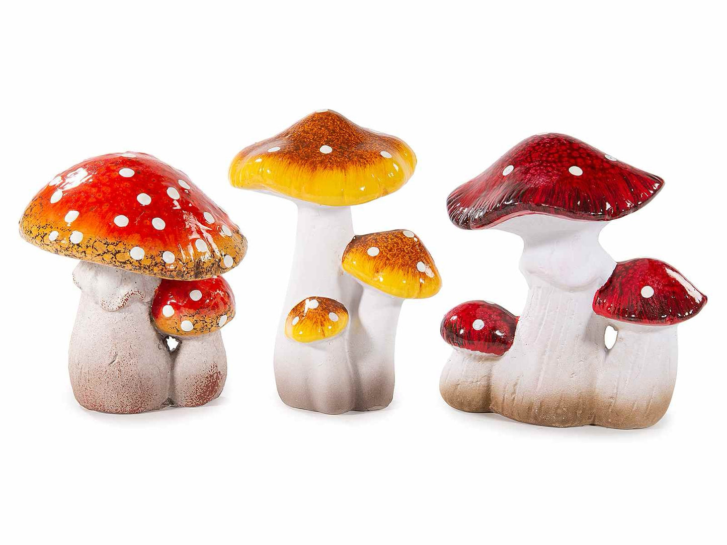 Lot de 3 champignons décoratifs en céramique