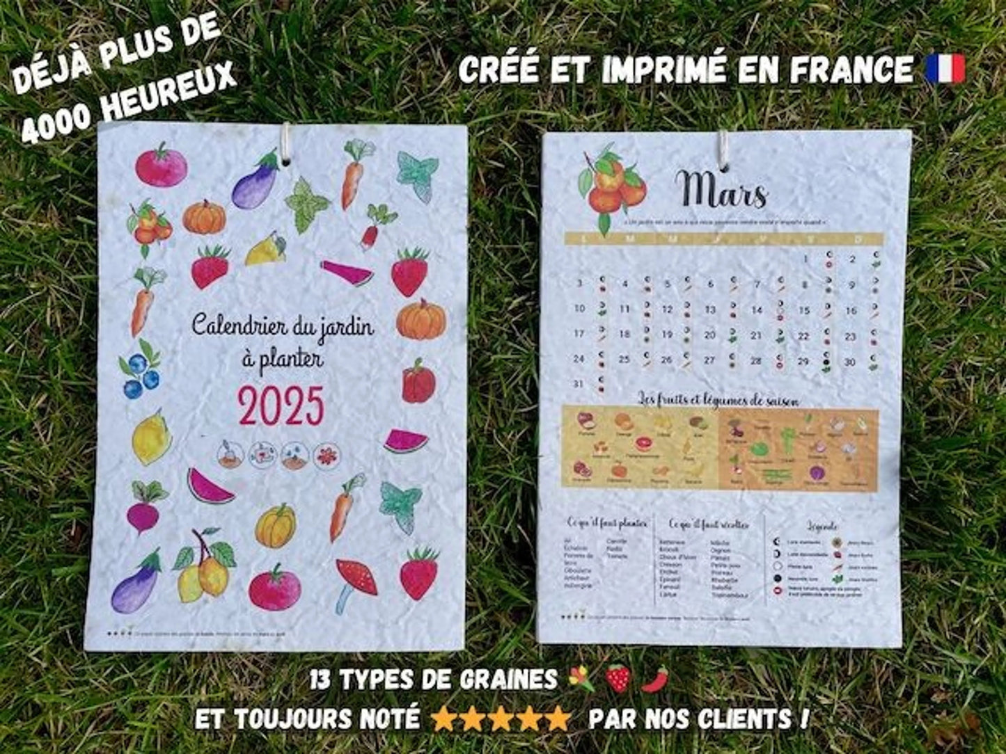 Calendrier du jardin à planter 2025 🪴 Papier Ensemencé Éco-Responsable