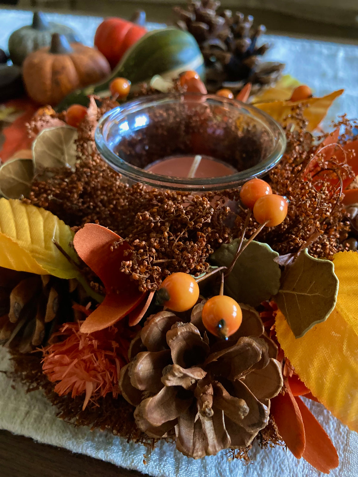 Centre de table bougeoir d'automne
