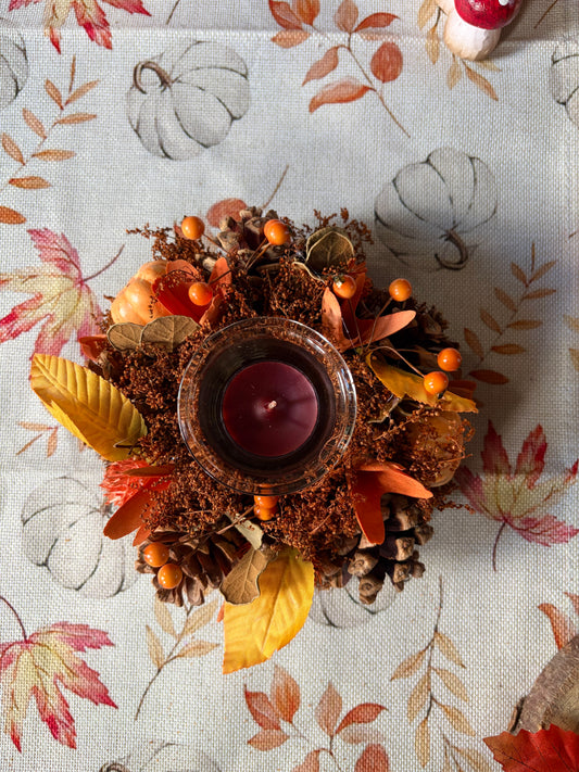 Centre de table bougeoir d'automne