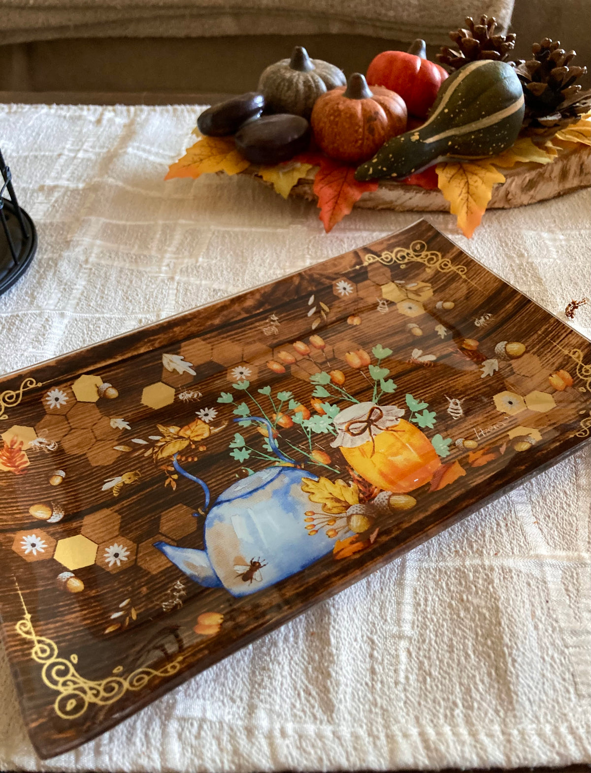 Lot de 3 Assiettes de service rectangulaires d'automne