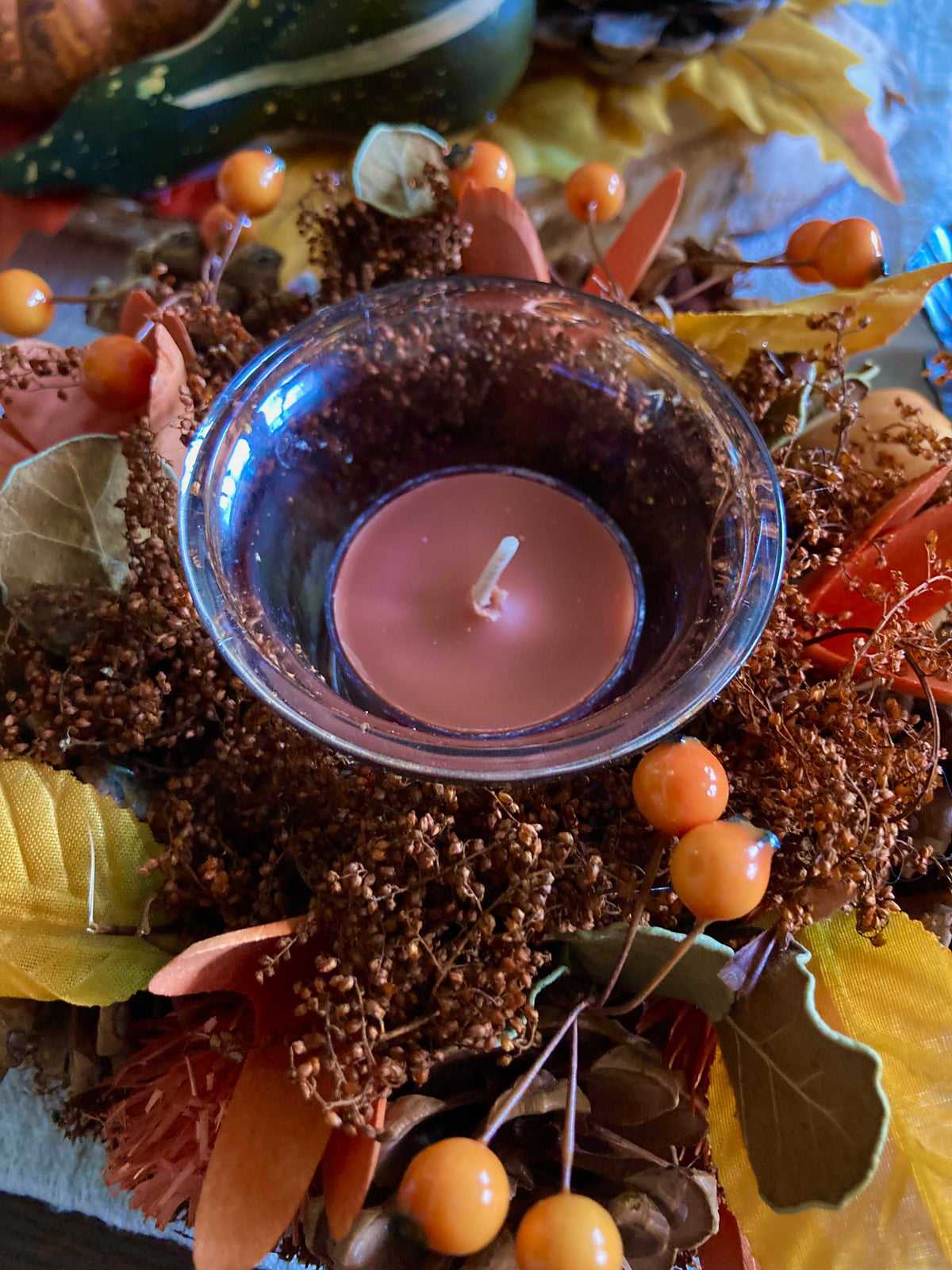Centre de table bougeoir d'automne