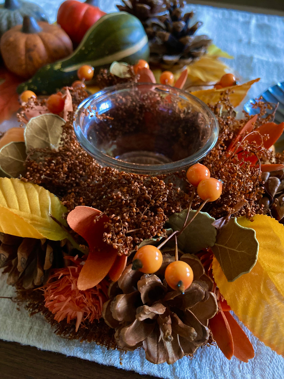 Centre de table bougeoir d'automne