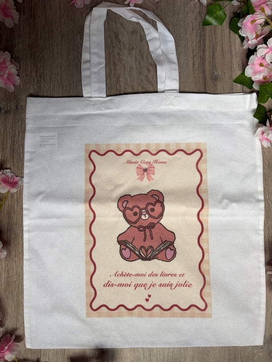Tote bag Bookish 📚 "Achète-moi des livres et dis-moi que je suis jolie"