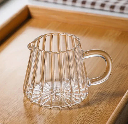 Pot à lait en verre ondulé transparent