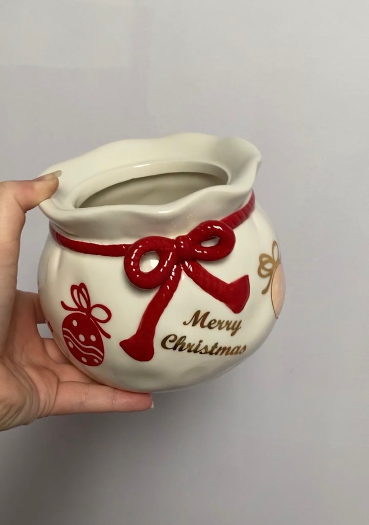 Joli pot à biscuit Père Noël en céramique