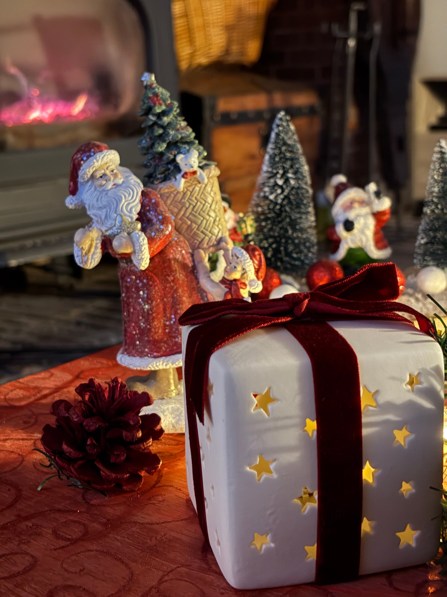 Cadeau de Noël lumineux en porcelaine avec LED