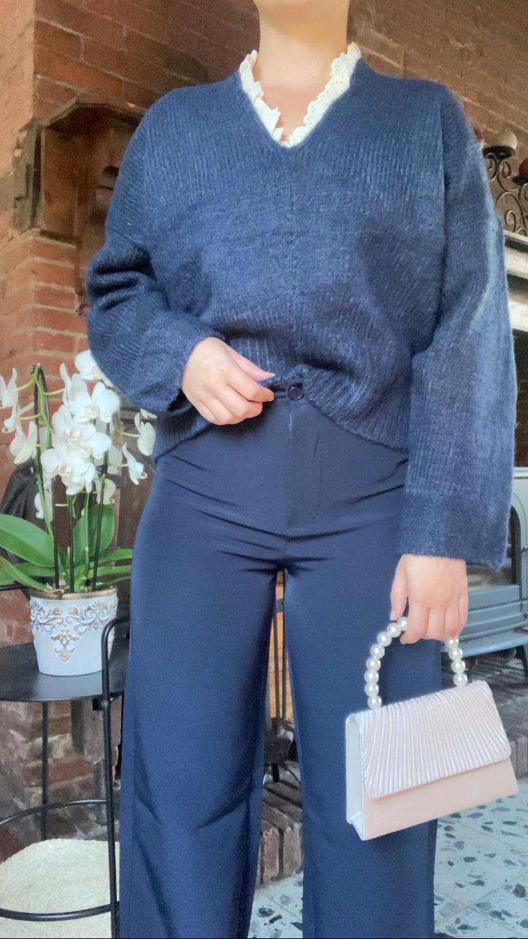 Pantalon élégant bleu marine