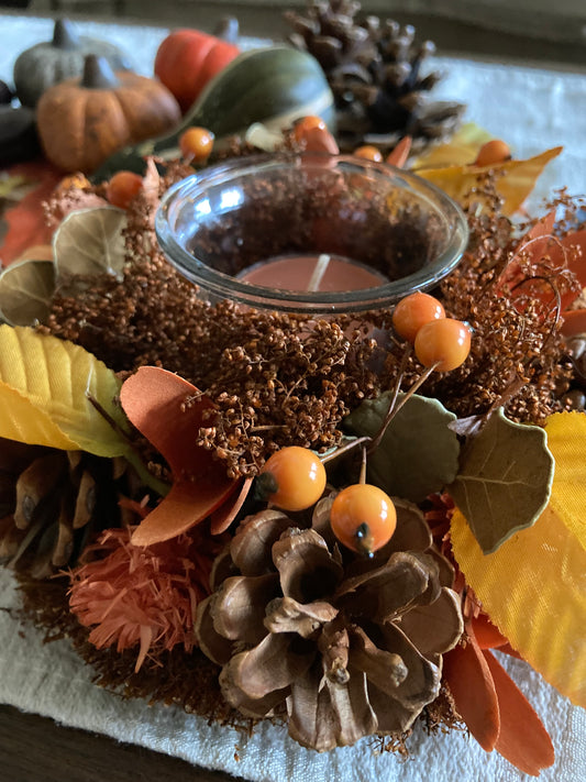 Centre de table bougeoir d'automne