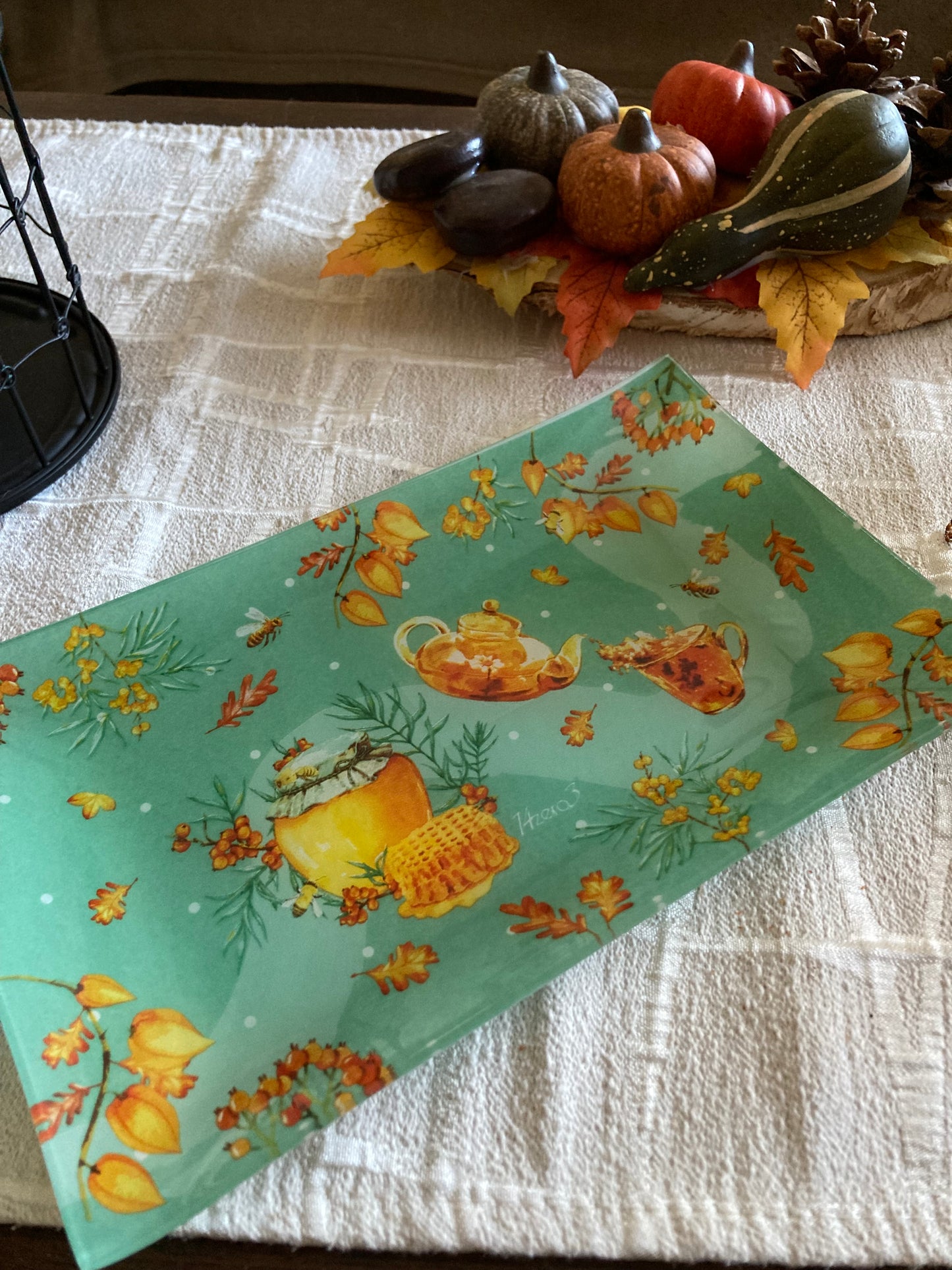 Lot de 3 Assiettes de service rectangulaires d'automne