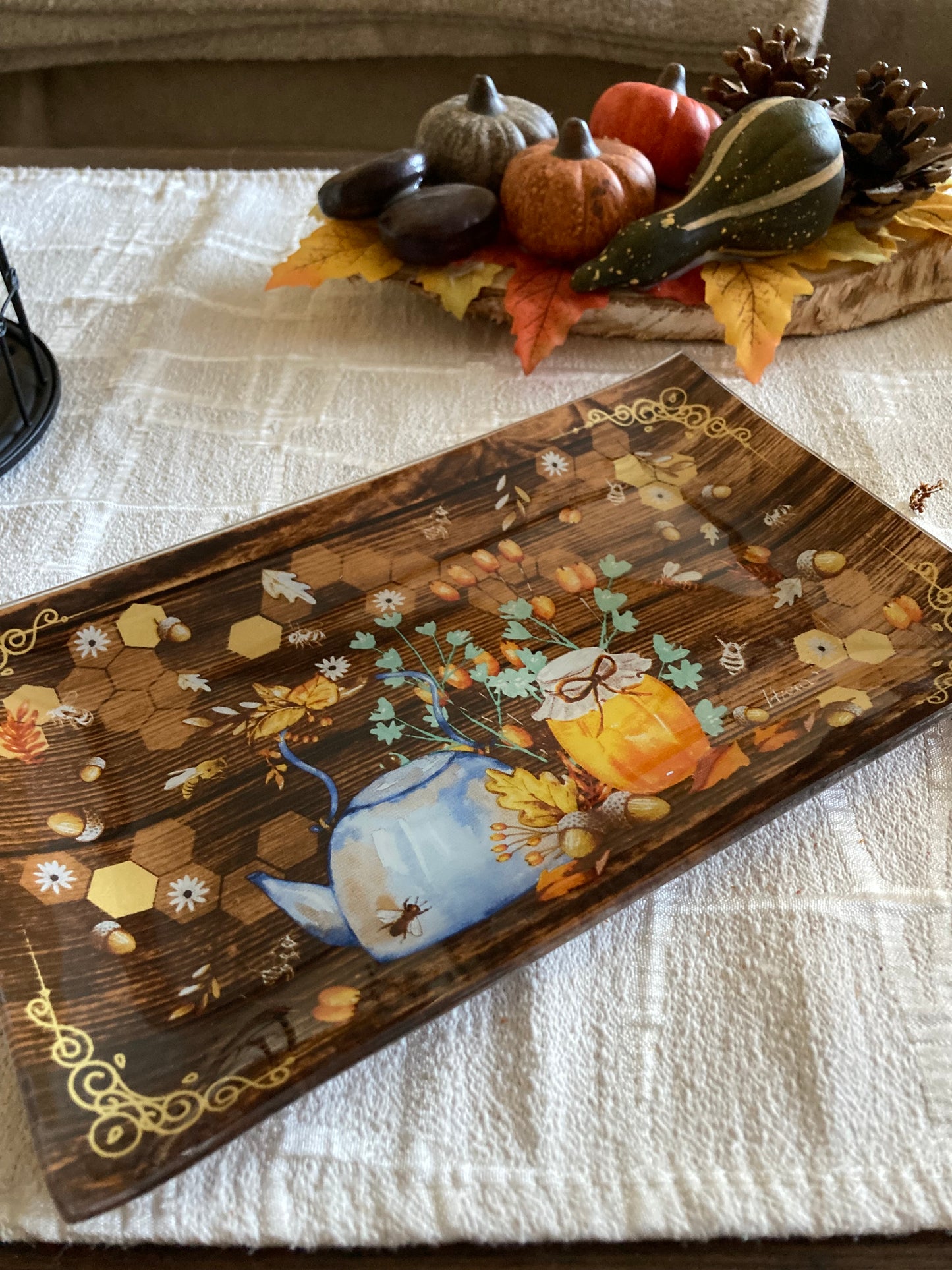 Lot de 3 Assiettes de service rectangulaires d'automne