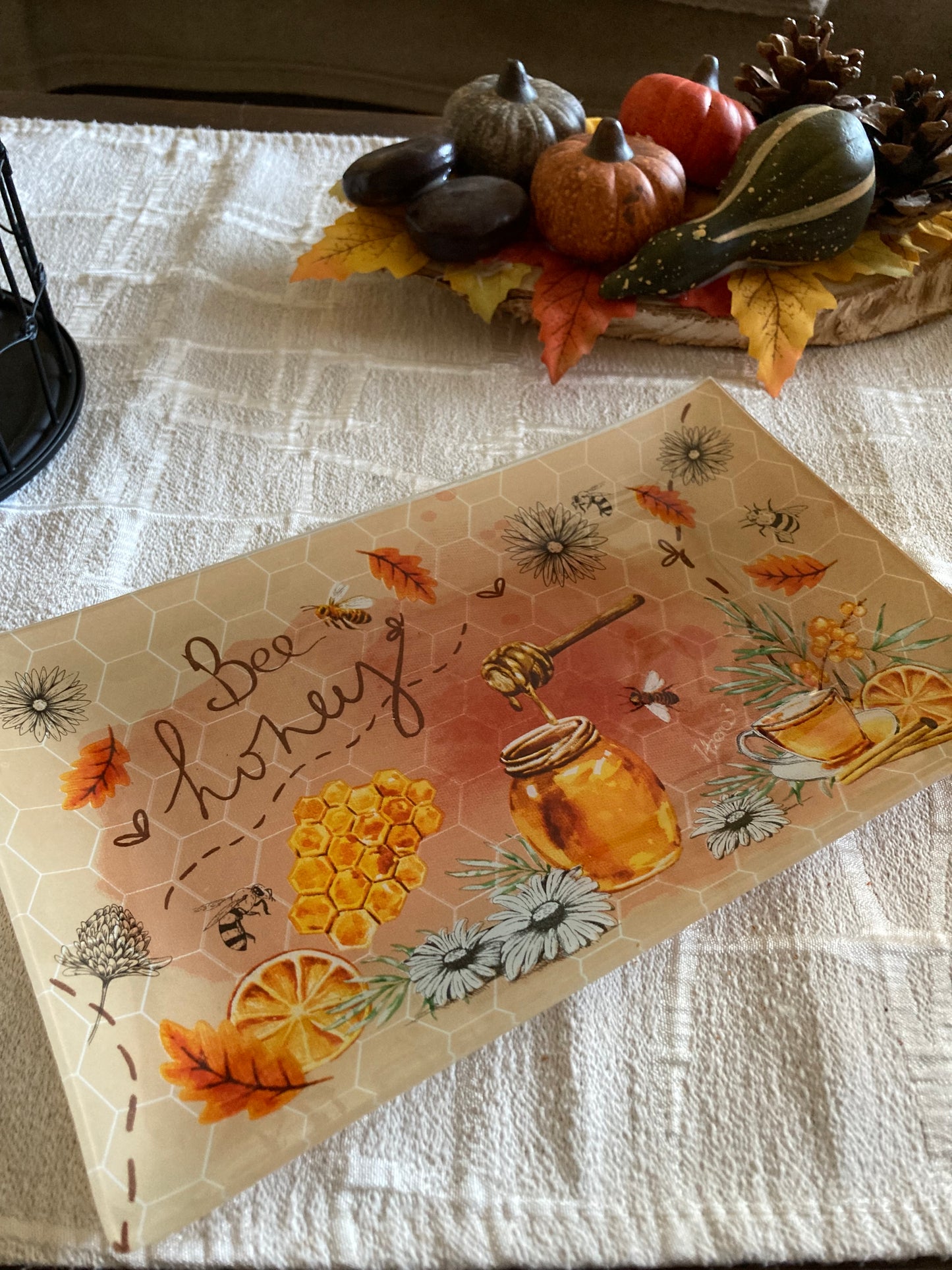 Lot de 3 Assiettes de service rectangulaires d'automne