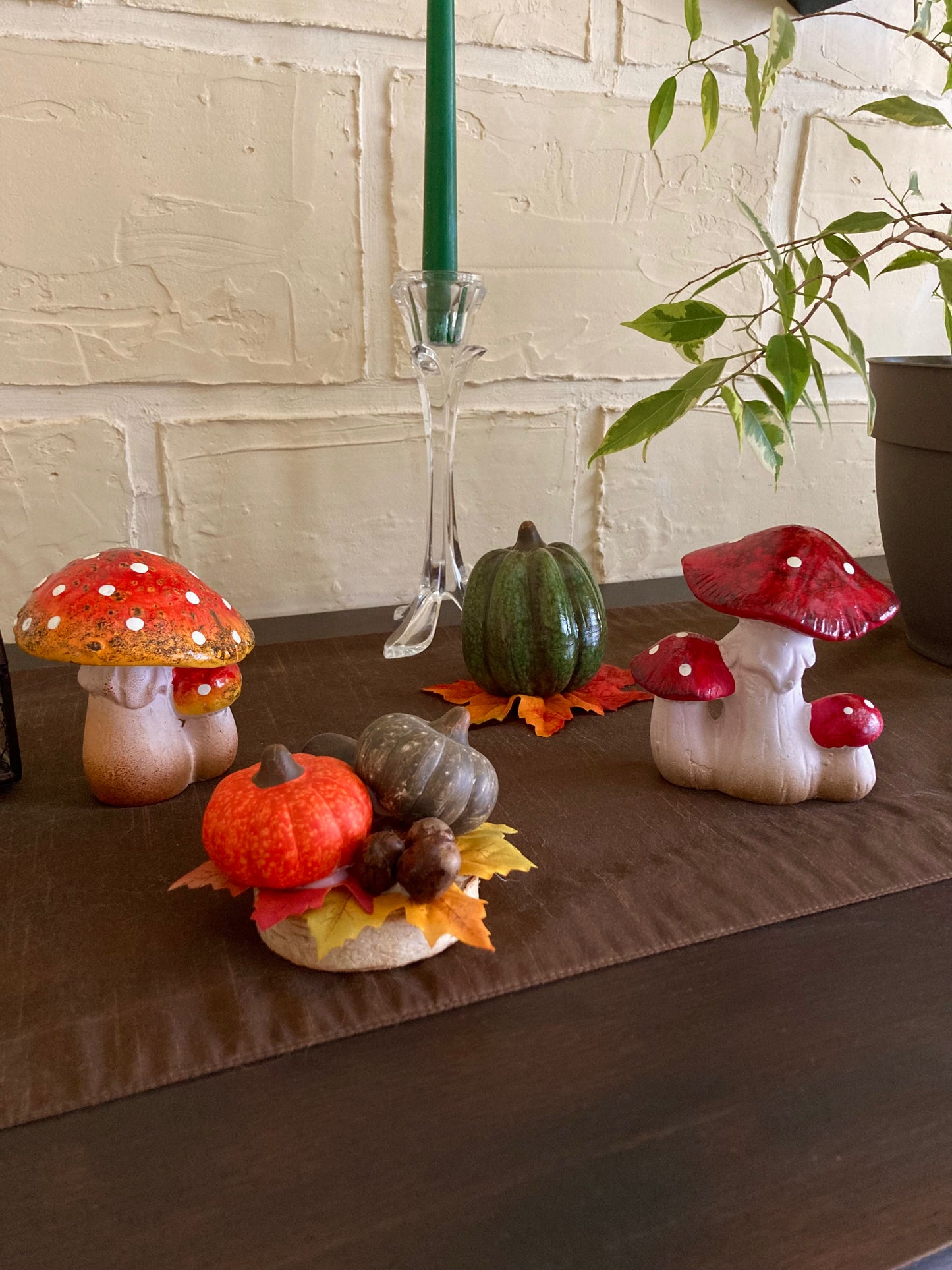 Lot de 3 champignons décoratifs en céramique