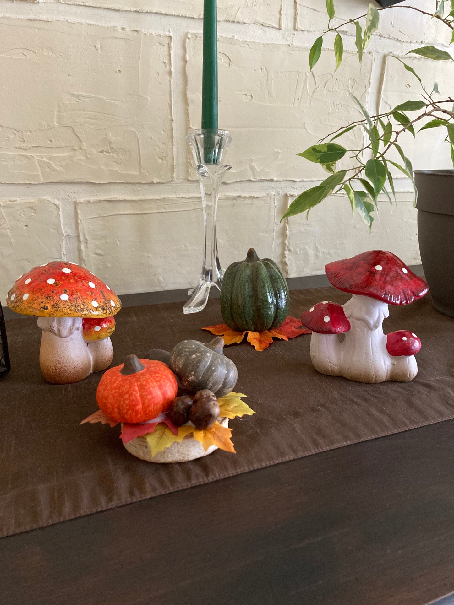 Lot de 3 champignons décoratifs en céramique