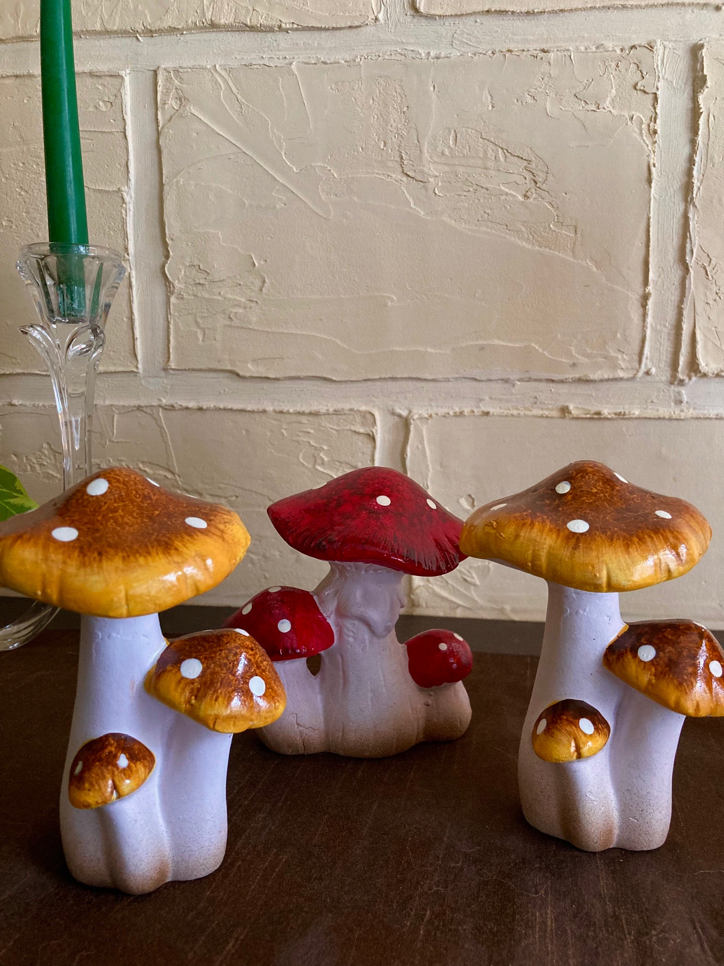 Lot de 3 champignons décoratifs en céramique