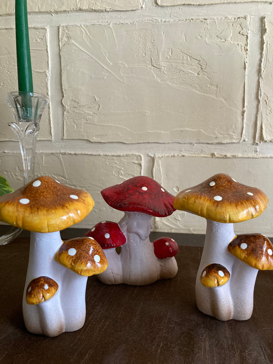 Lot de 3 champignons décoratifs en céramique