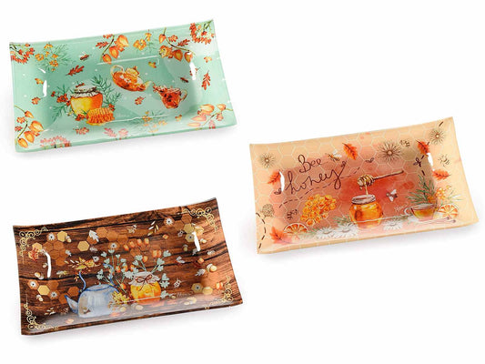 Lot de 3 Assiettes de service rectangulaires d'automne