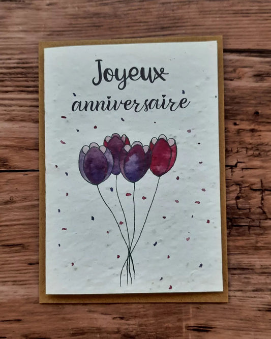 Carte à planter – Joyeux anniversaire 🌷
