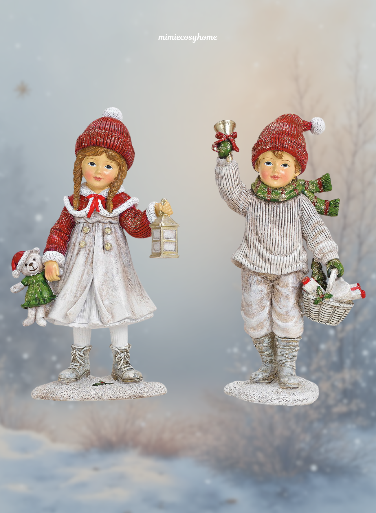 Duo Figurines Enfants d'Hiver Vintage ❄️