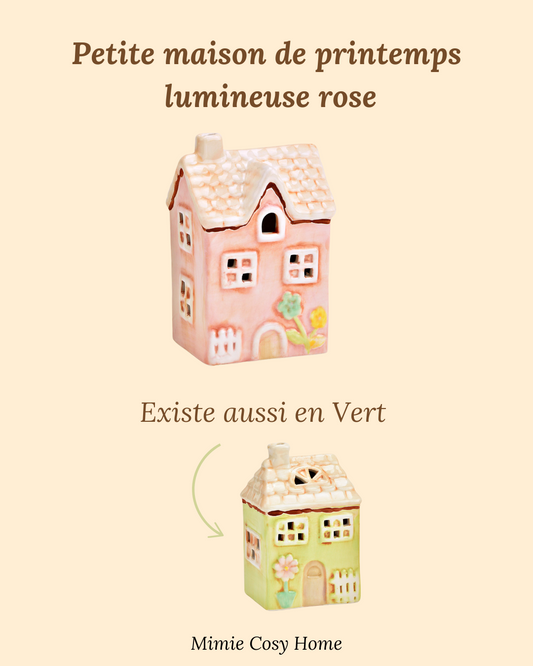 Maison de printemps à LED en céramique Rose