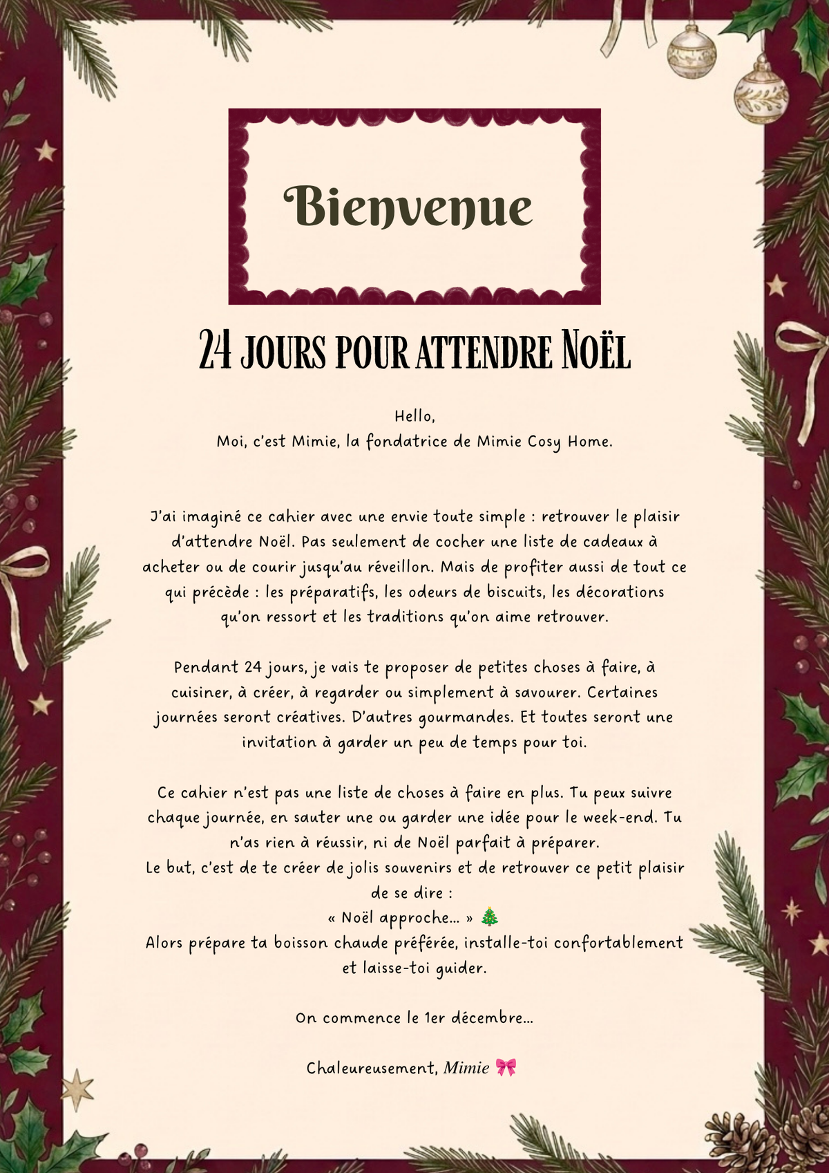 Ton cahier cosy : 24 jours pour attendre Noël 🎄✨