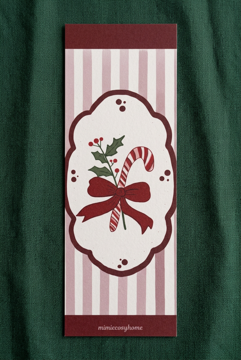Mise en scène photoréaliste du marque-page sur une nappe vert foncé