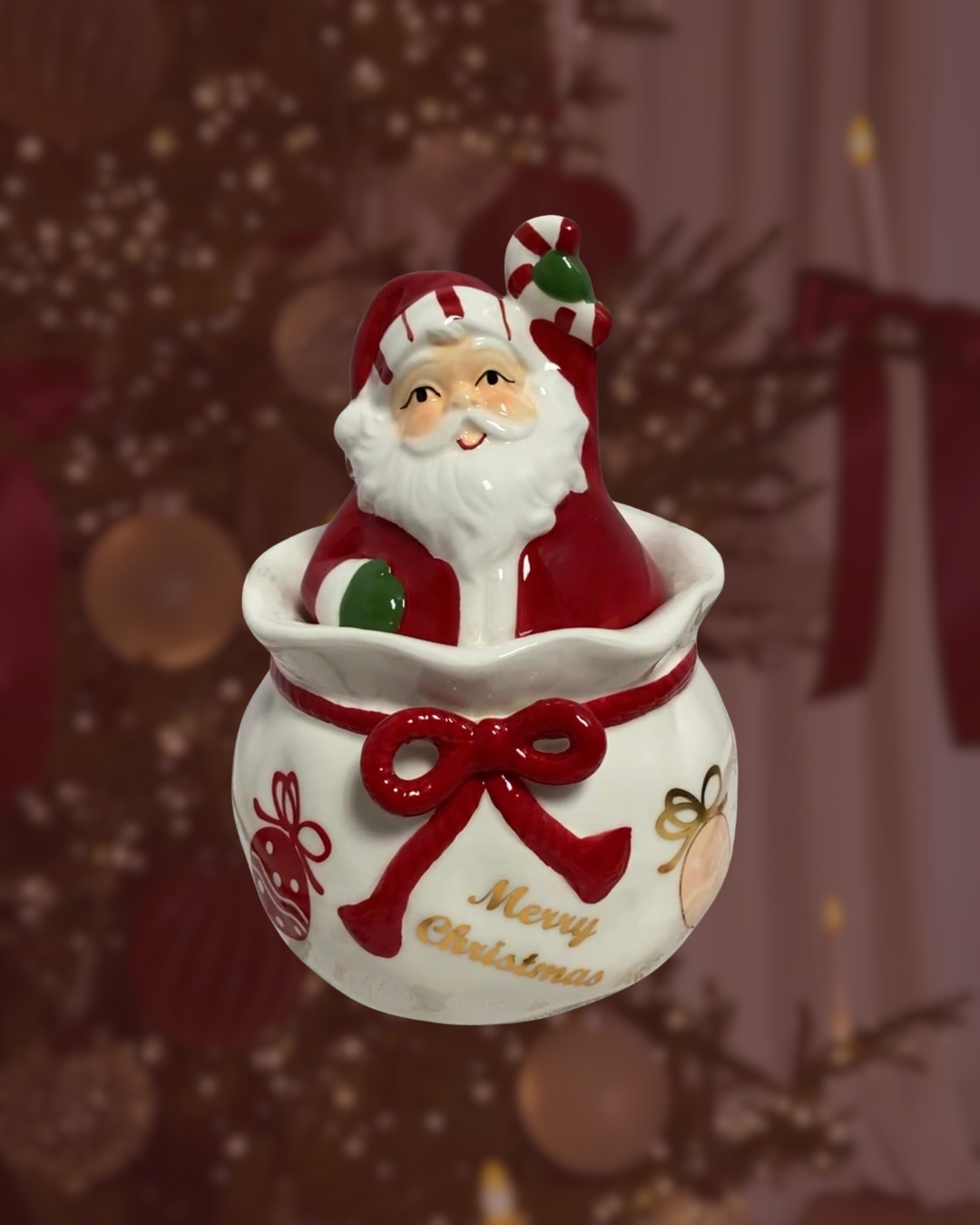 Joli pot à biscuit Père Noël en céramique